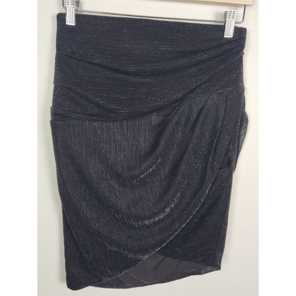 IRO Paris Women's Sz. M/38 Black Shimmer Tulip Hem Short Skirt - Picture 1 of 7